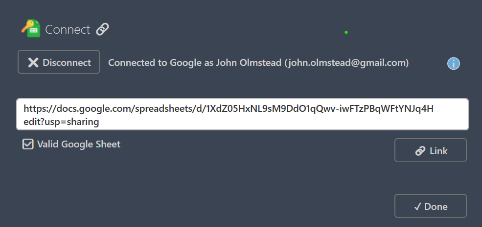 KeySheet Connect page form